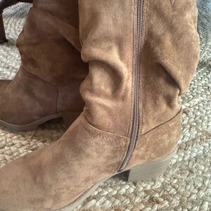 Kohl's Whisky Tan Faux Suede Heeled Boots